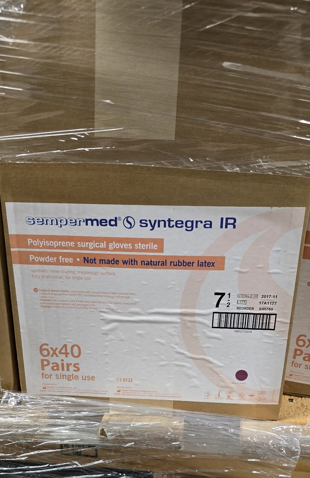 Sempermed Syntegra IR Polyisoprene Surgical Gloves Sterile Size 7 1/2, 40/pairs