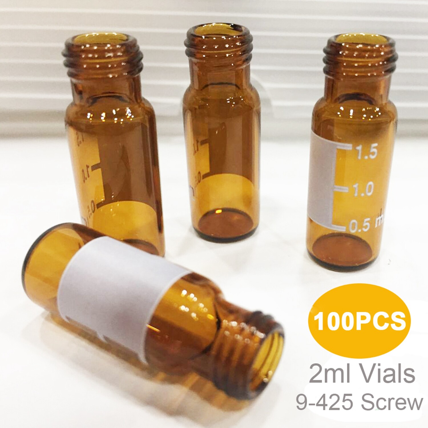 3000pcs 9mm Screw Thread Autosampler Vials 2ml 9-425 Glass Bottle Writing Patch