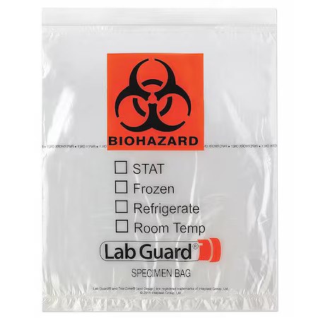 Medegen Medical Products 4916 Specimn Trnsprt Bag, 12X15″, Org/Clr, Pk500