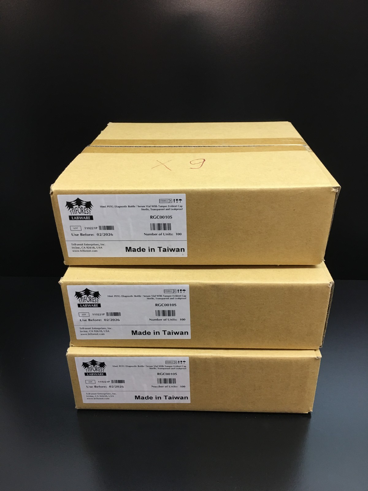 TriForest REF RGC0010S 10mL PETG Diagnostic Bottles Lot 9 PKS