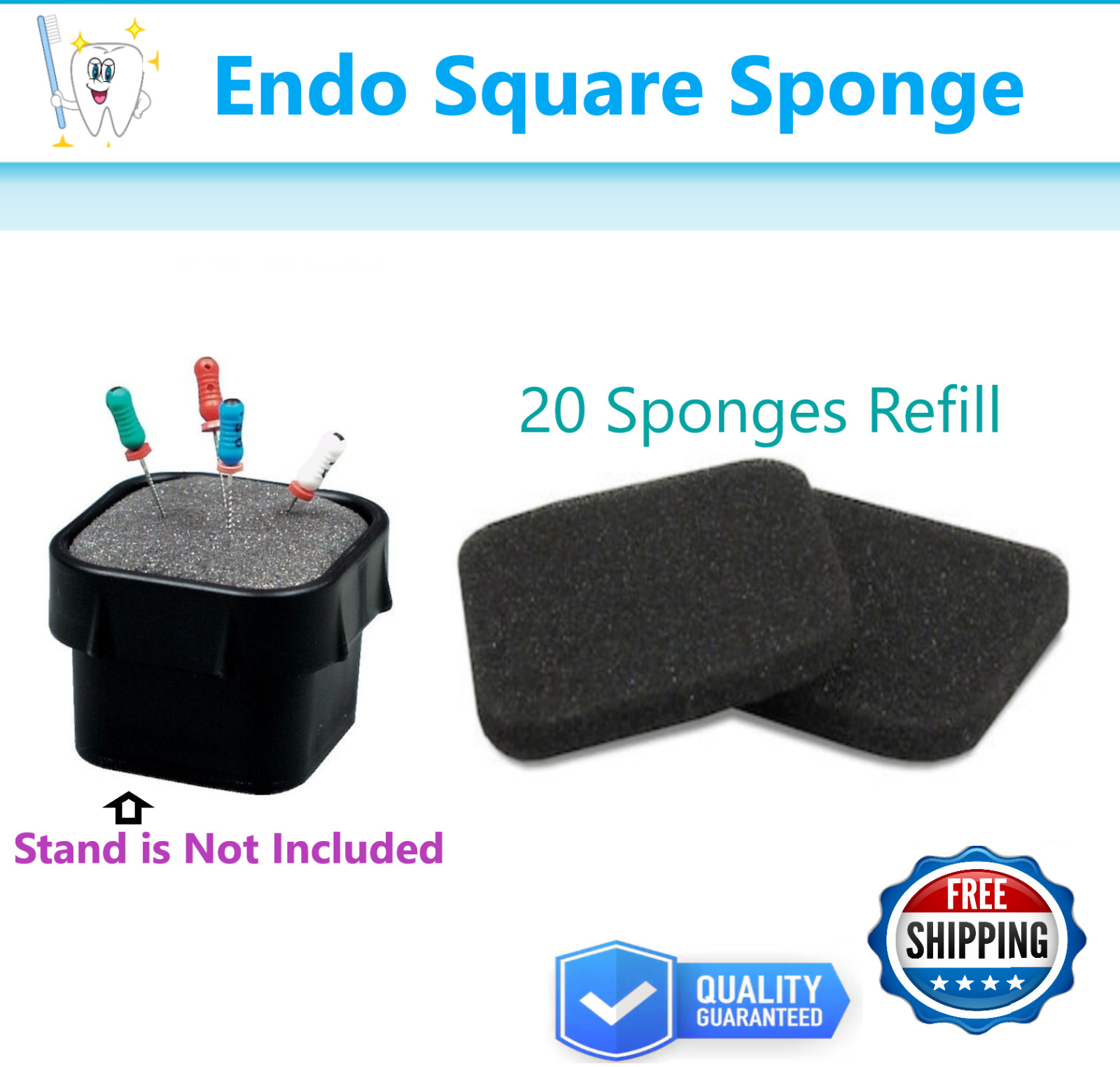Dental Endo Square Sponge Foam Refill Inserts 20 pcs for Zirc Assist Stand Grey