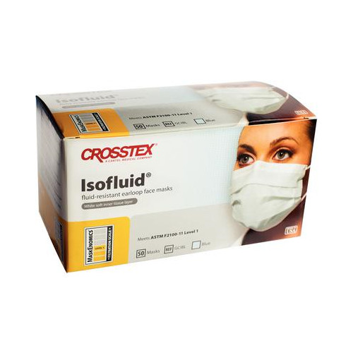 Crosstex GCIBL Isofluid Earloop Face Mask ASTM Level 1 Blue 50/Bx
