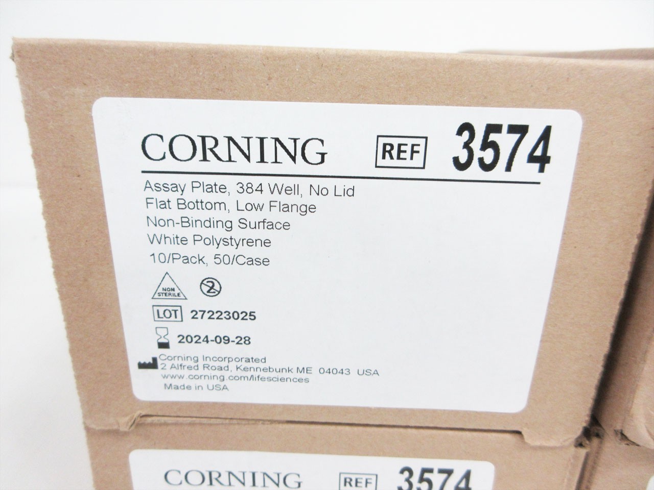4 BOX CORNING 3574 384-WELL FLAT BOTTOM POLYSTYRENE MICROPLATE EXP 2024-09-28