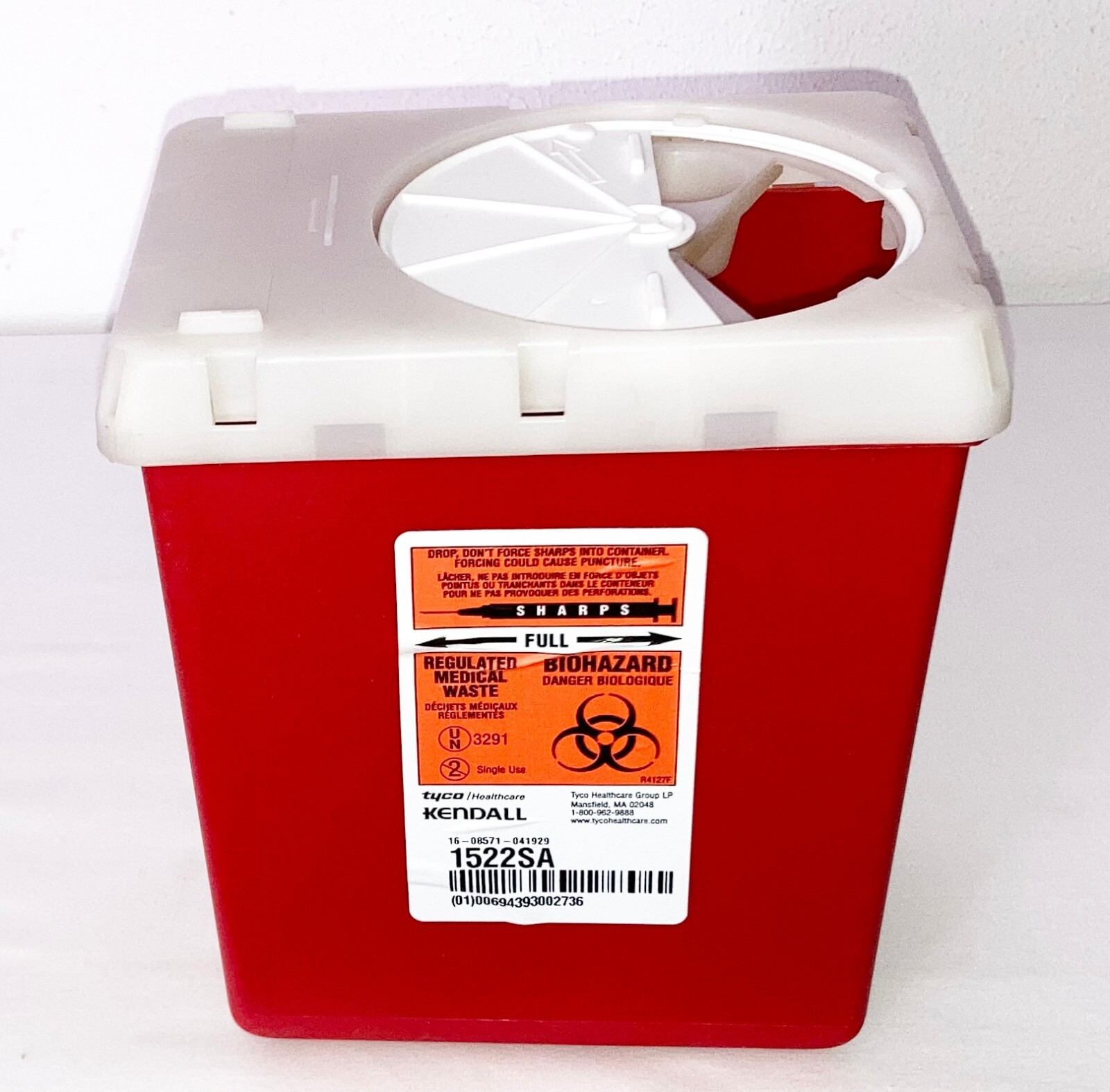 Lot of 4 Kendall 1522SA Phlebotomy Sharps Disposal Containers 2.2 Qt – Free Ship