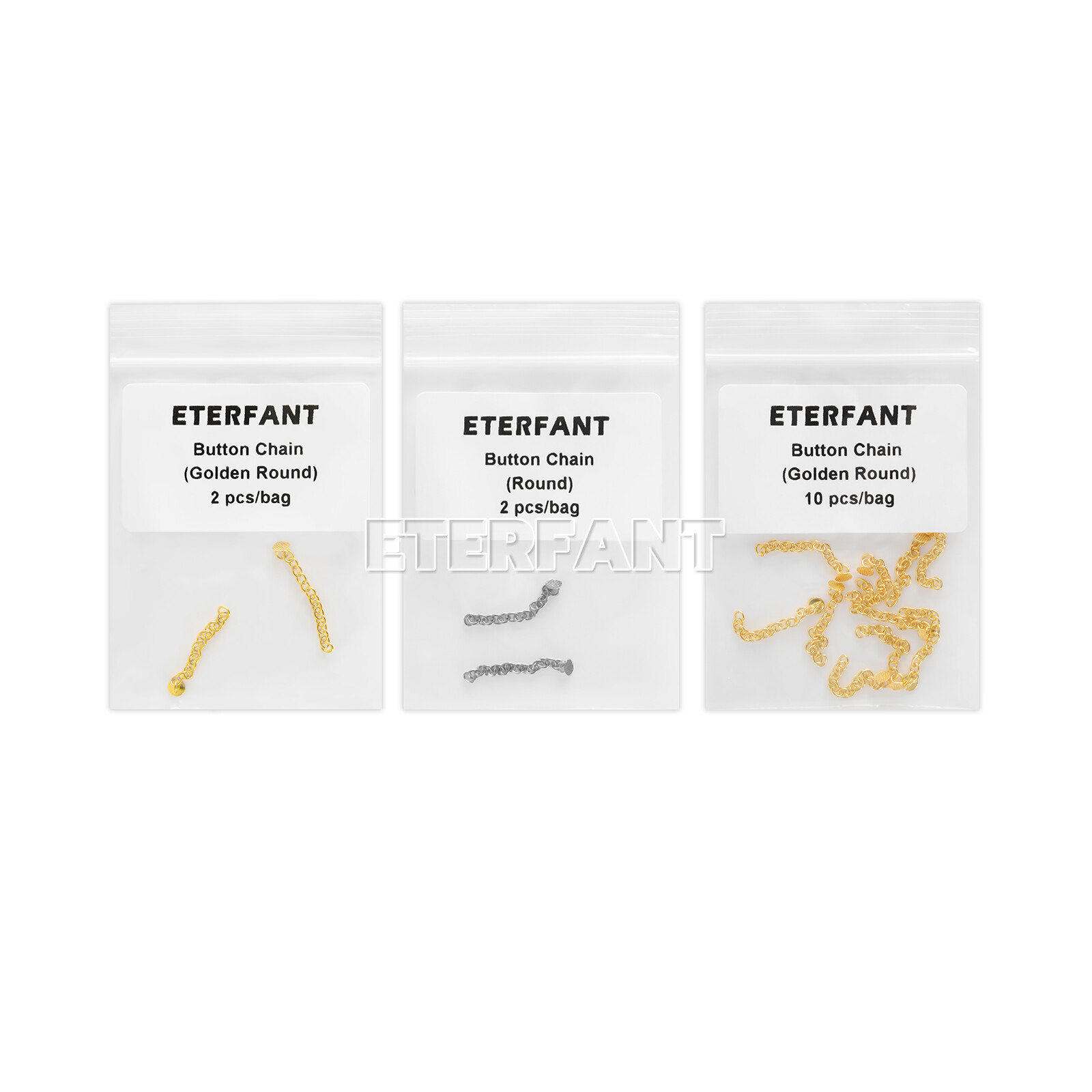 ETERFANT Dental Orthodontic Lingual Button Chains Round Base Plated Silver/Gold