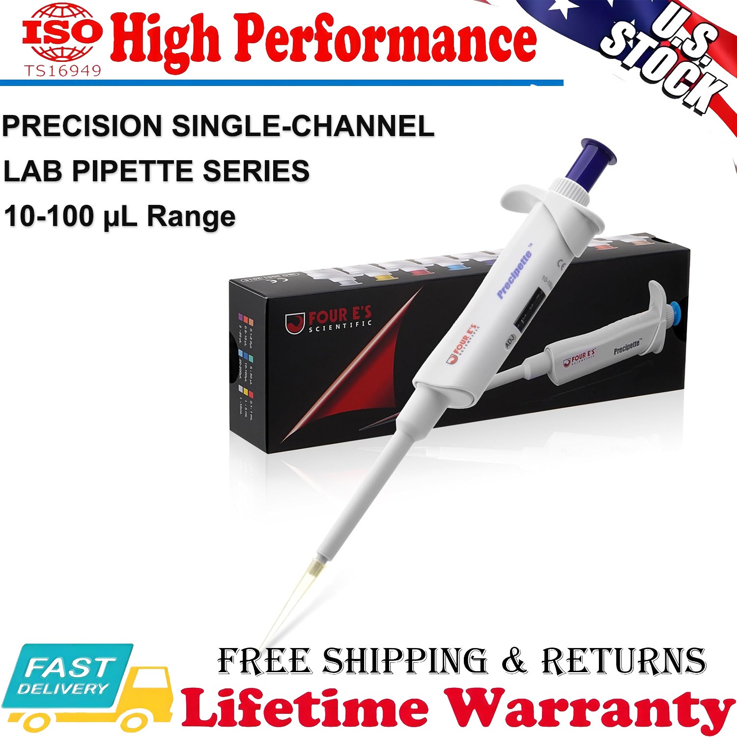 10-100μl Single Channel Pipettor Adjustable Micropipette Lab High Precision