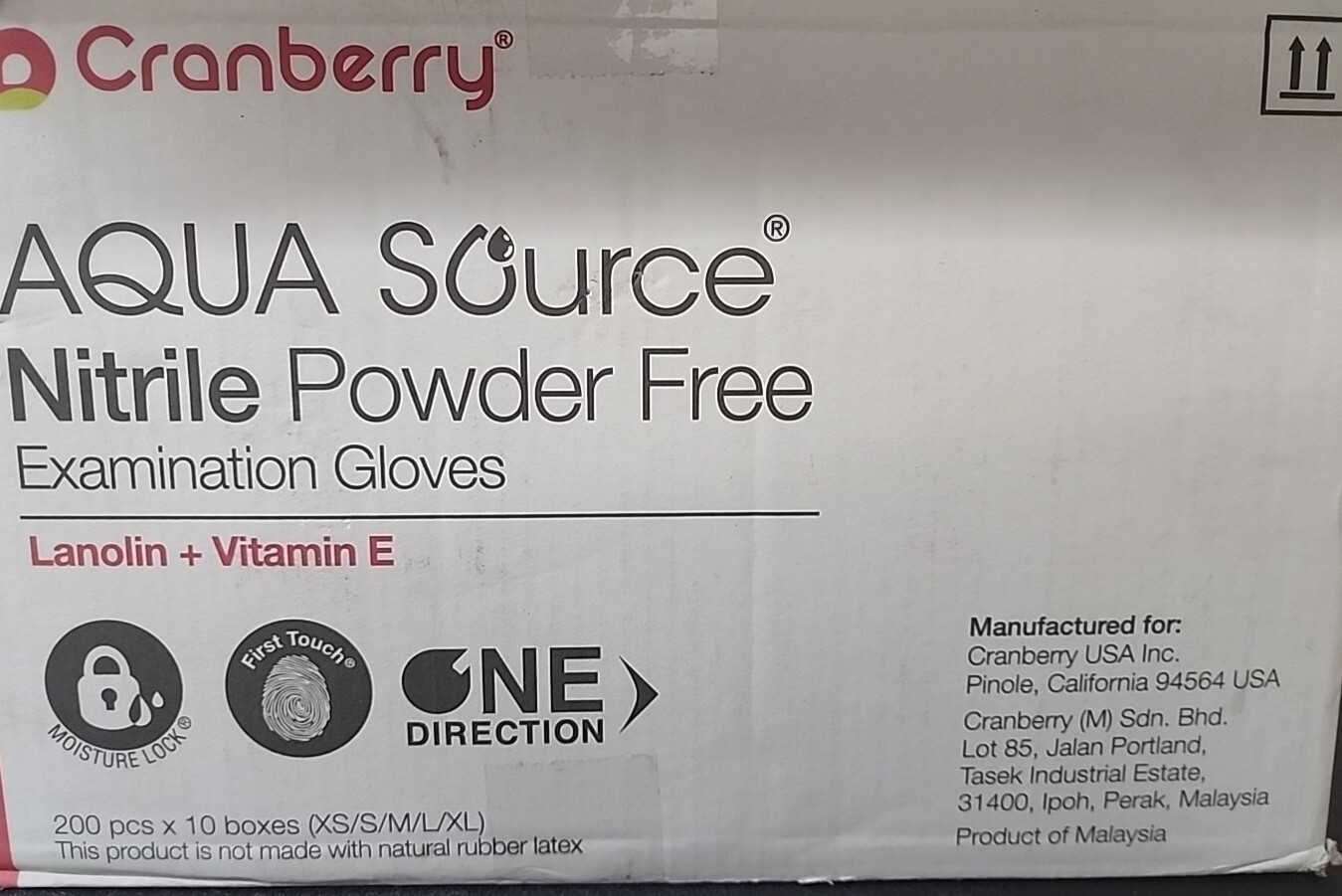 Cranberry 3448 Aqua Source Nitrile Examination Gloves Powder Free LARGE 2000/CS