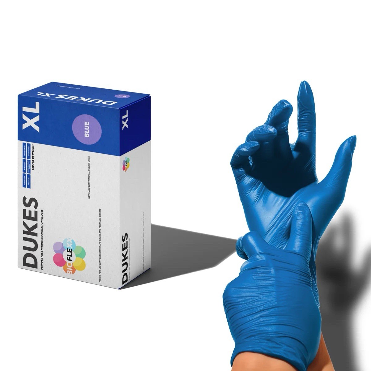 Dukes BIOFLEXX Blue Nitrile Disposable Gloves for Medical Use (200/bx)