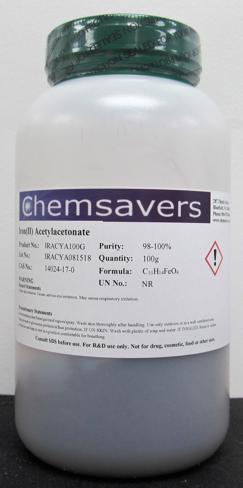 Iron(II) Acetylacetonate, 98-100%, 100g