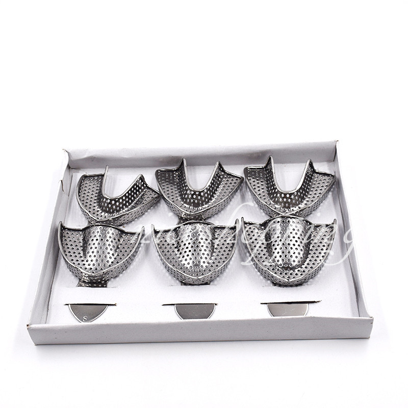 Dental Autoclavable Metal Impression Trays Stainless Steel Upper + Lower Choose
