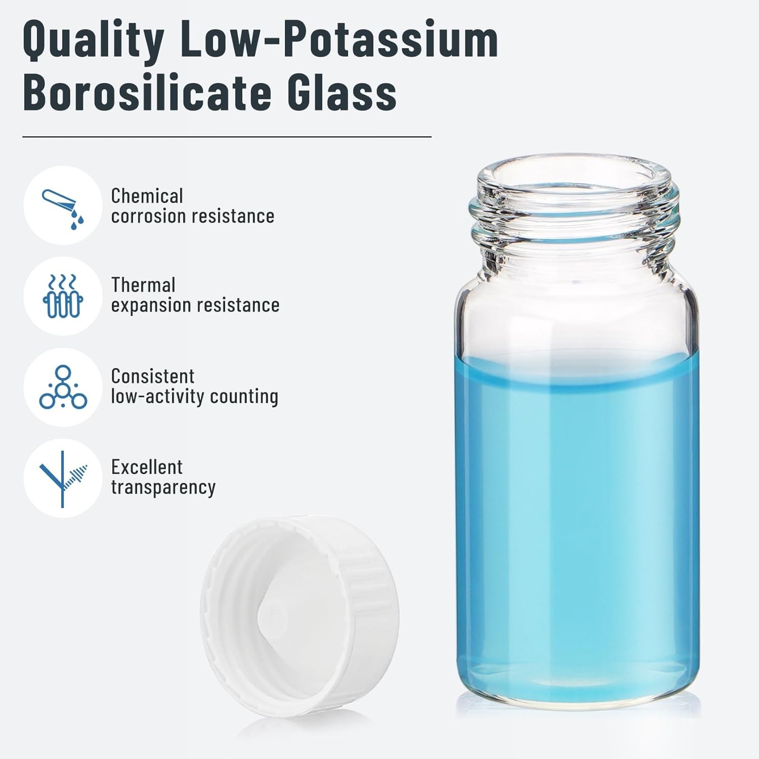 100/500Pcs 20mL Scintillation Vial Borosilicate Glass Counting Vials Cone Liner