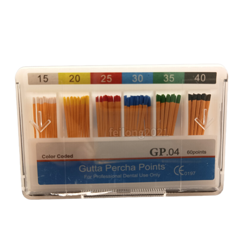 Endodontic GUTTA PERCHA POINTS Taper 0.4, All Sizes Dental Meta, 60 Points/box