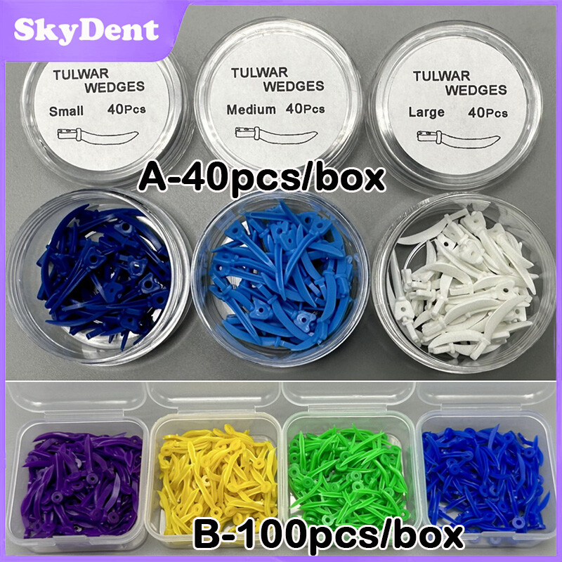 1 Box Dental Tulwar Plastic Wedges Diastema Wedge With Hole Tooth Gap Refill Use