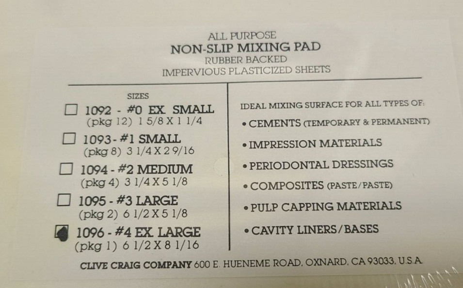 Mixing Pads Rubber Backed Impervious Plasticized Sheets X-LARGE 6-1/2″ X 8-1/16″