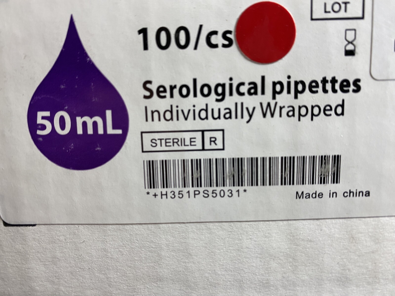 ARGOS TECHNOLOGIES Polystyrene 50mL Disposable Serological Pipettes PS50(100/cs)