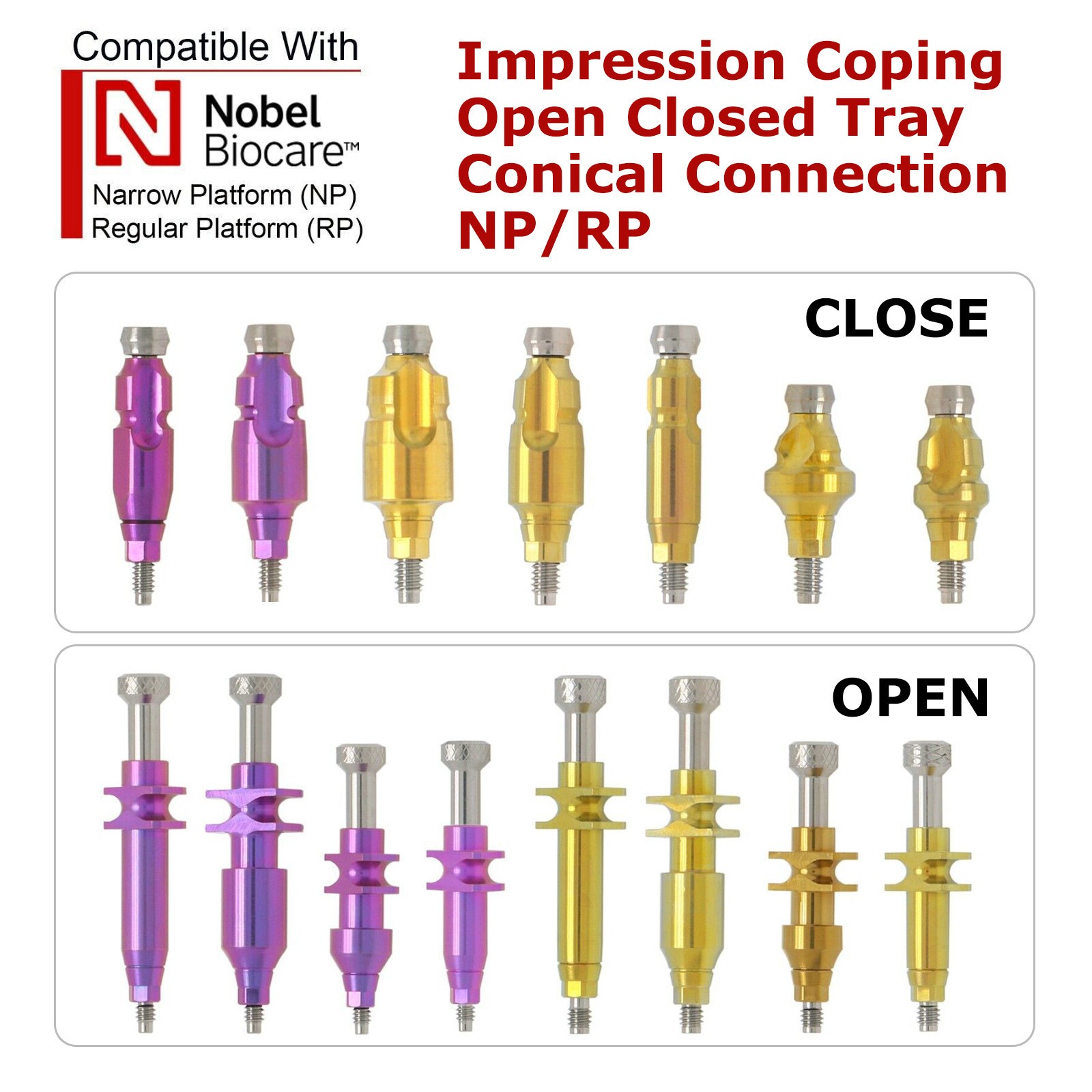 Analog Impression Coping Transfer Open Close Tray Scan Body Nobel Active NP/RP