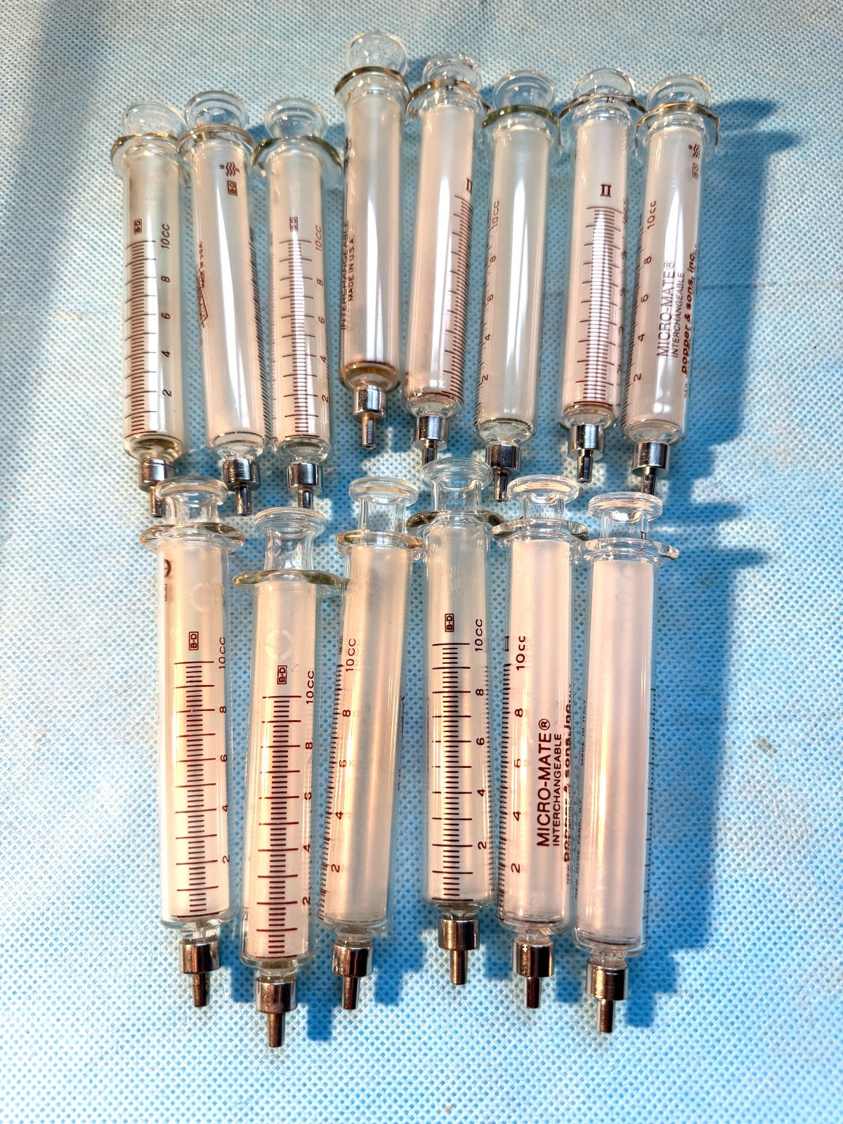 B-D Bristol 20cc / 20ml Glass syringe with metal tip, set of 2