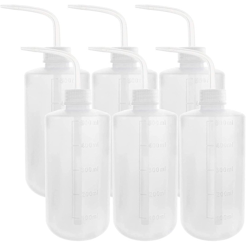 6 Pcs Plastic Safety Wash Bottle Lab Squeeze Bottle 500ml LDPE Squirt Bottles