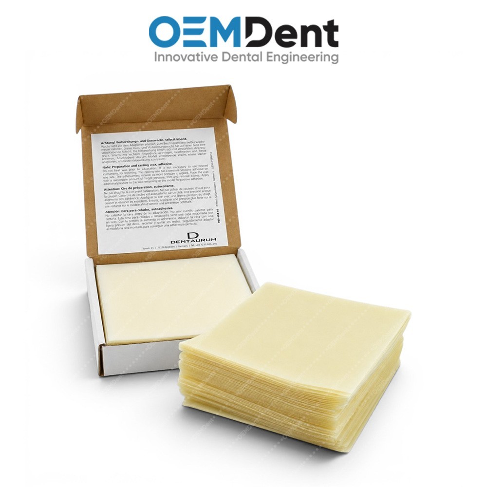 Dentaurum Transparent Preparation Wax Adhesive 32 Sheets 0.65mm 100×100 Germany
