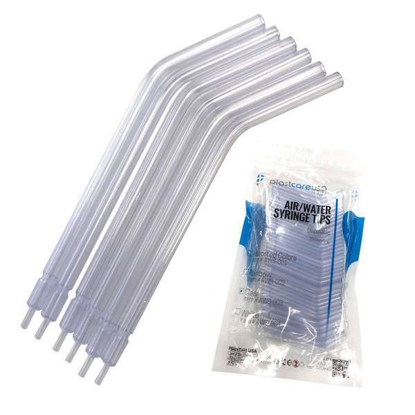 PlastcareUSA Air-Water Syringe Tips, Disposable, Clear, 250/Pk