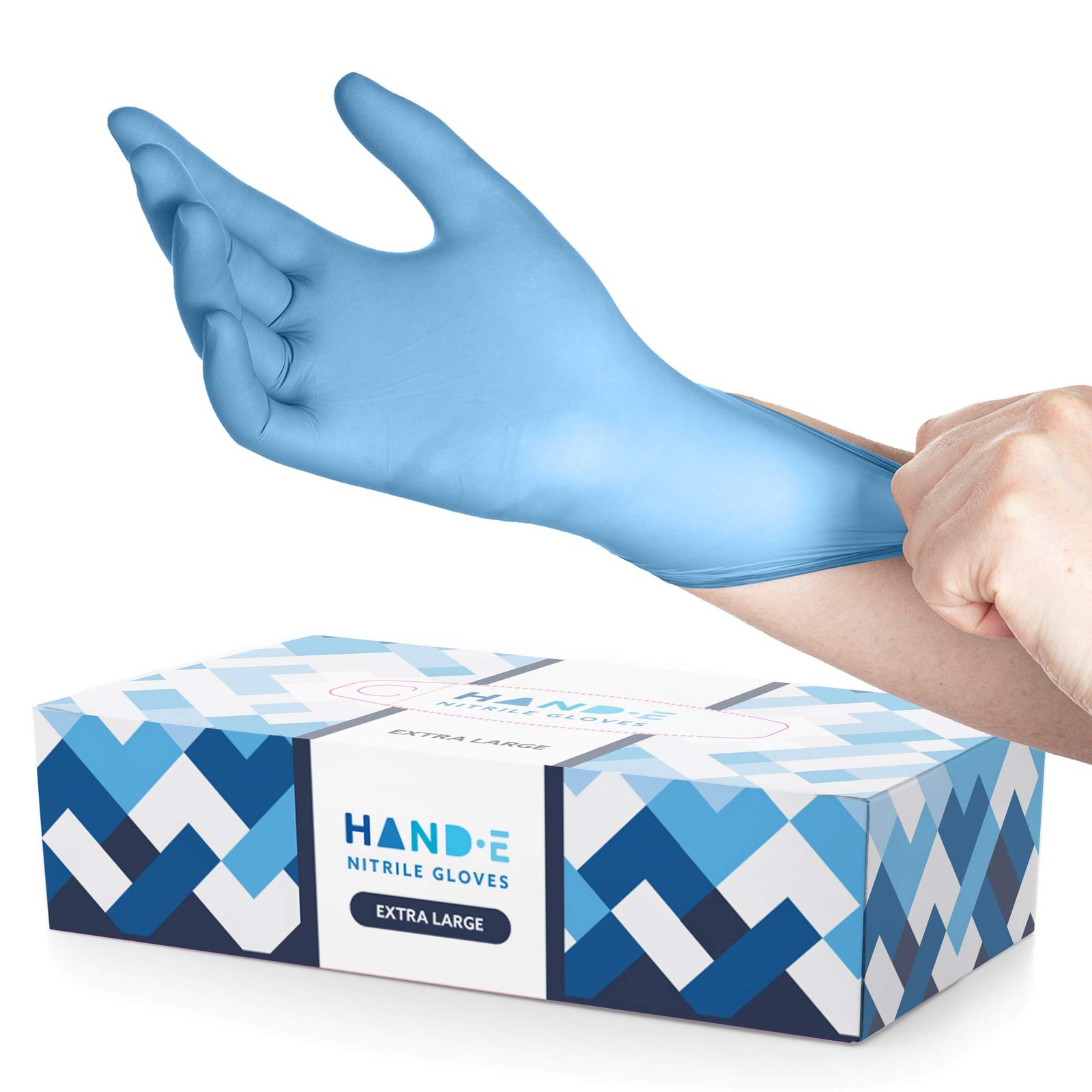 HandE Touch Blue Nitrile Gloves XL 100 Count Latex Free Powder Free