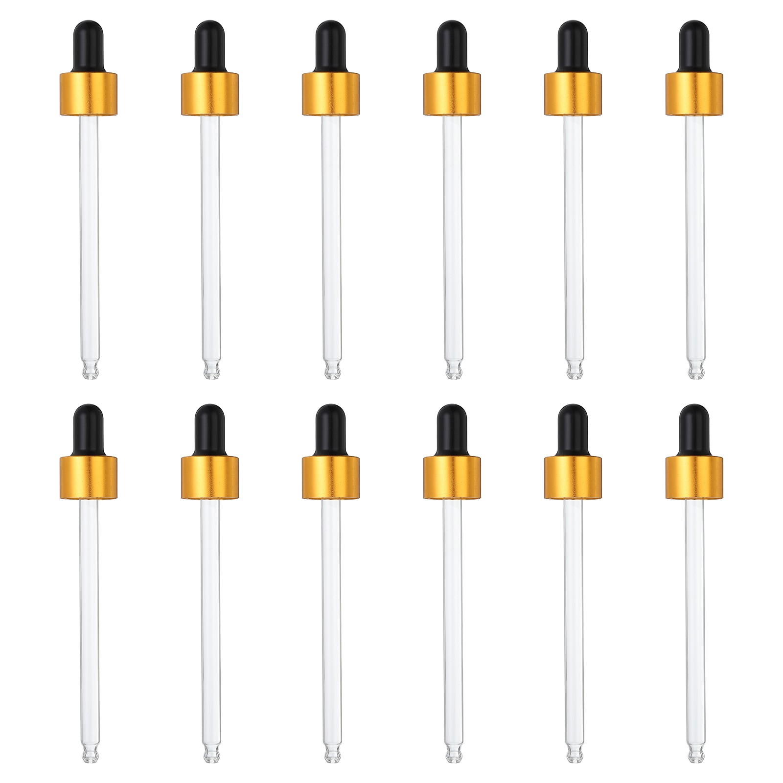 12 Pcs Aluminum Glass Dropper Closure Top for 100ml(3.4oz) Bottle, Gold Tone