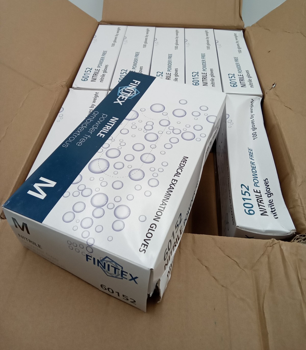FINITEX Ice Blue Nitrile Powder-Free Exam Gloves, 10 Boxes, 1000ct, Medium 60152