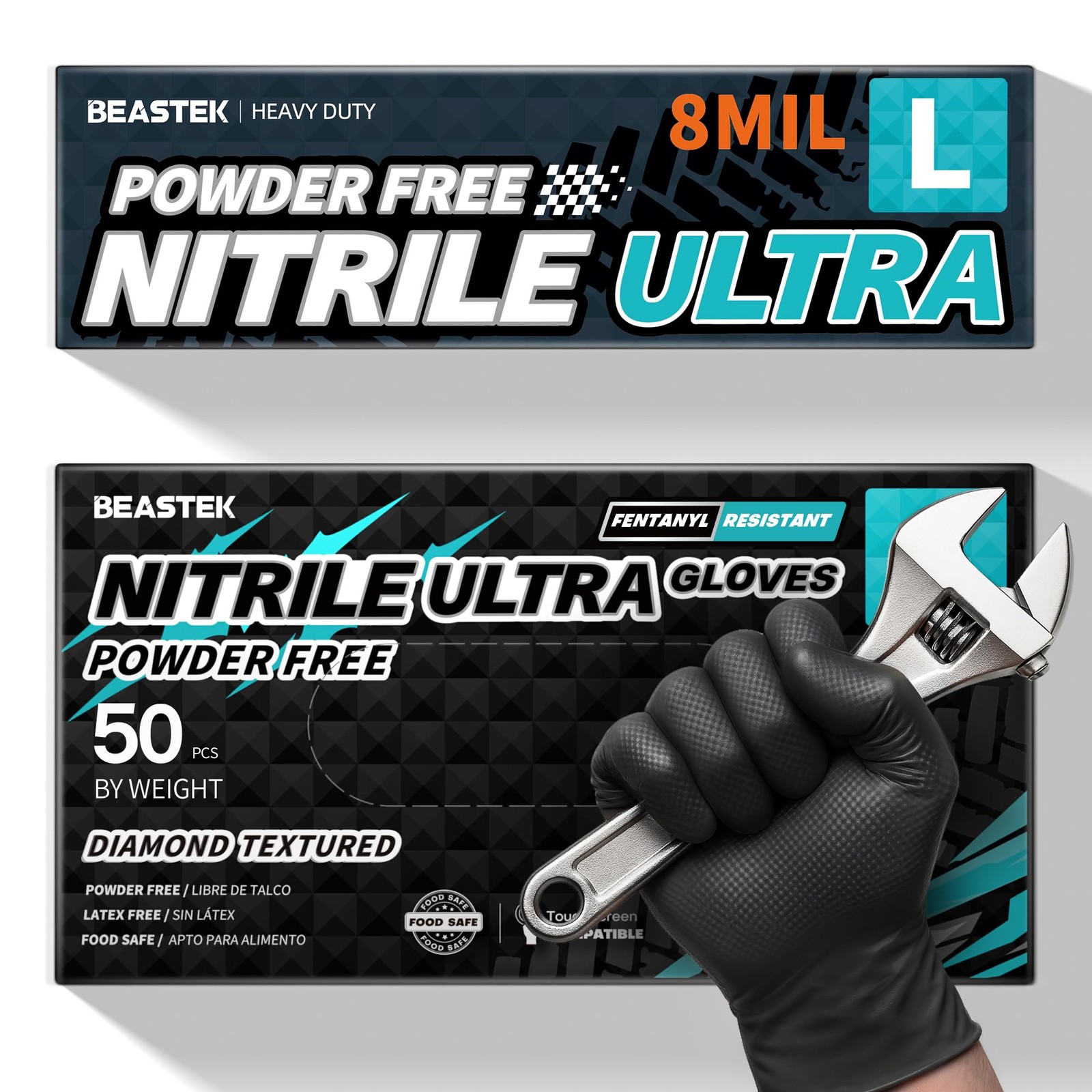 Beastek Nitrile Disposable Gloves, 8 Mil Powder Free Latex Free Chemical Resi…