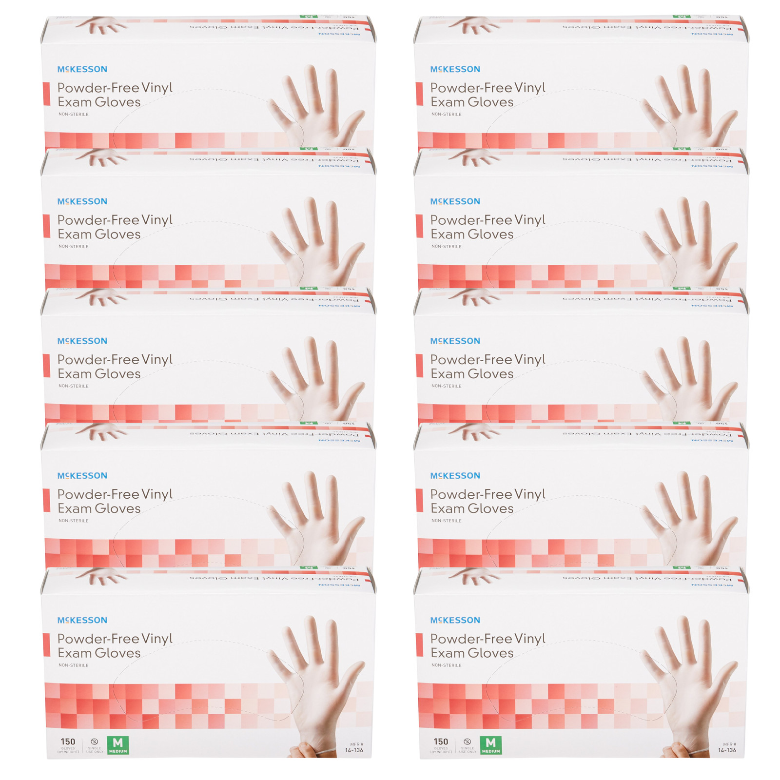 MEDIUM McKesson Vinyl Exam Glove Standard Cuff Length 1 CASE- 10 BOXES