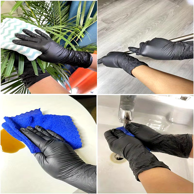100/50/20PCS Black Nitrile Gloves Thickened Disposable Gloves for Cleaning Haird