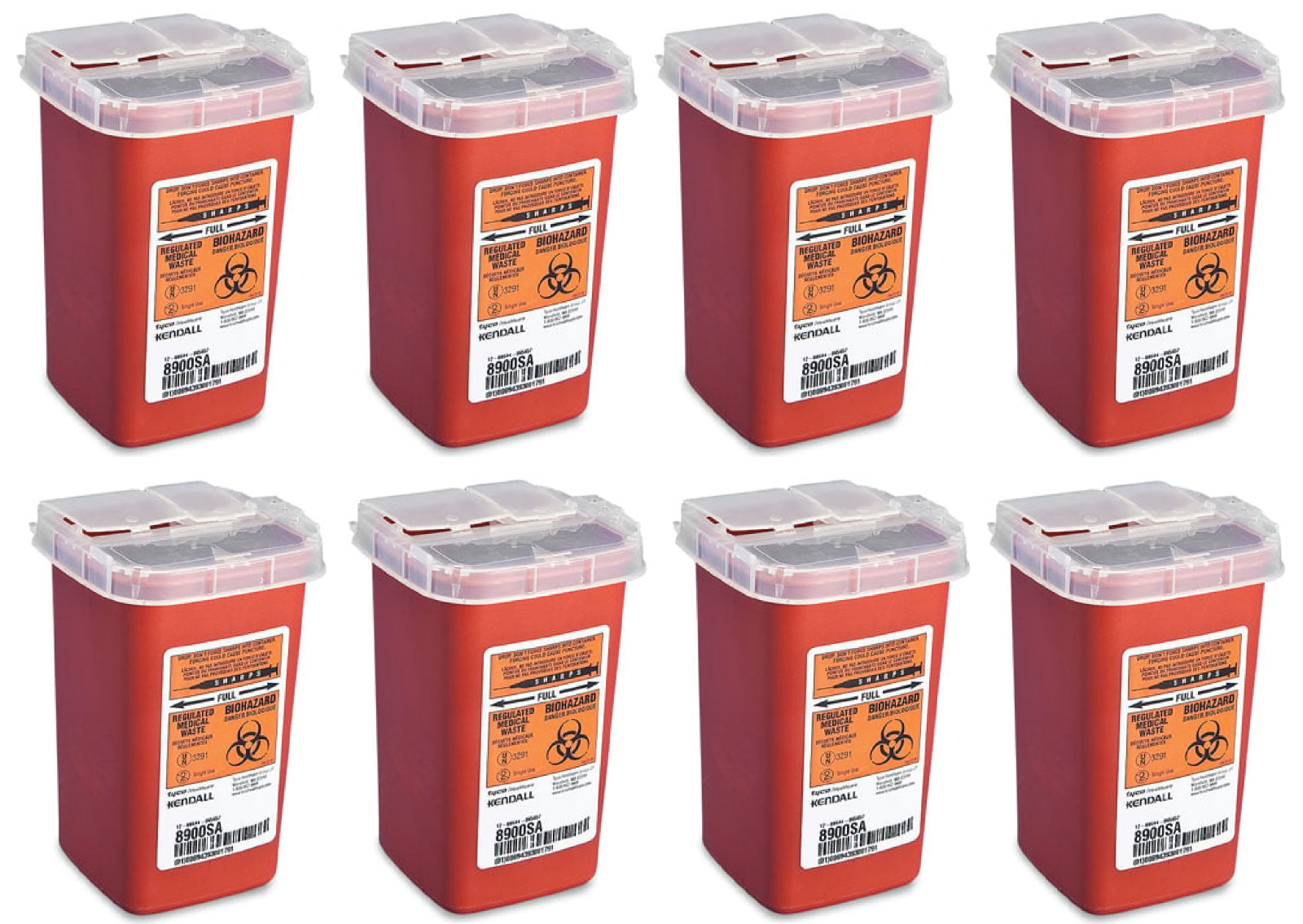 Kendall 8900SA Sharps Phlebotomy Disposal Container 6″x4″x3″ 1 Quart (8 Pack)