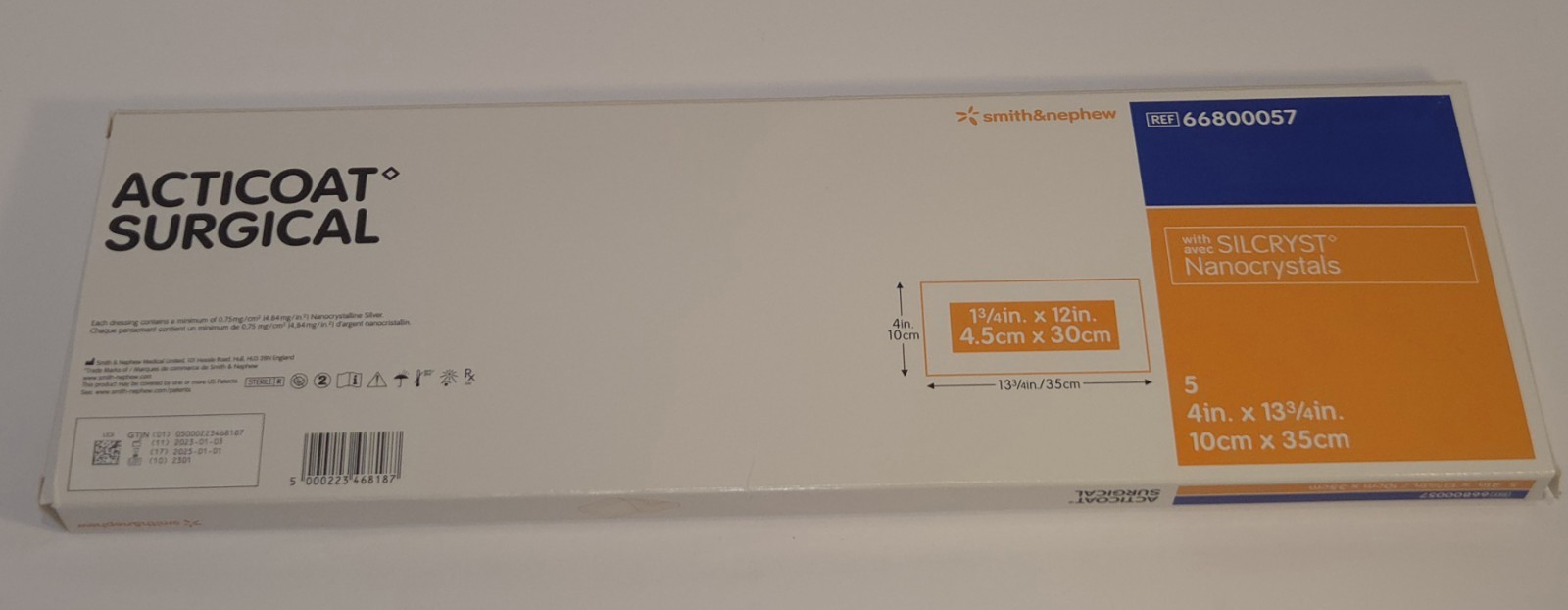 *7-Pieces* Smith & Nephew Acticoat Surgical Silcryst 4″ x 13 » Dressing 66800057