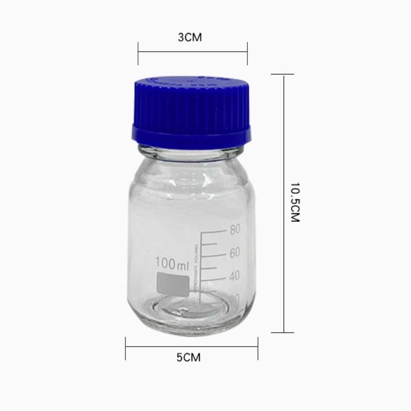 100ml Transparent Graduated Reagent Bottles w/ Blue Cap Laboratory Container