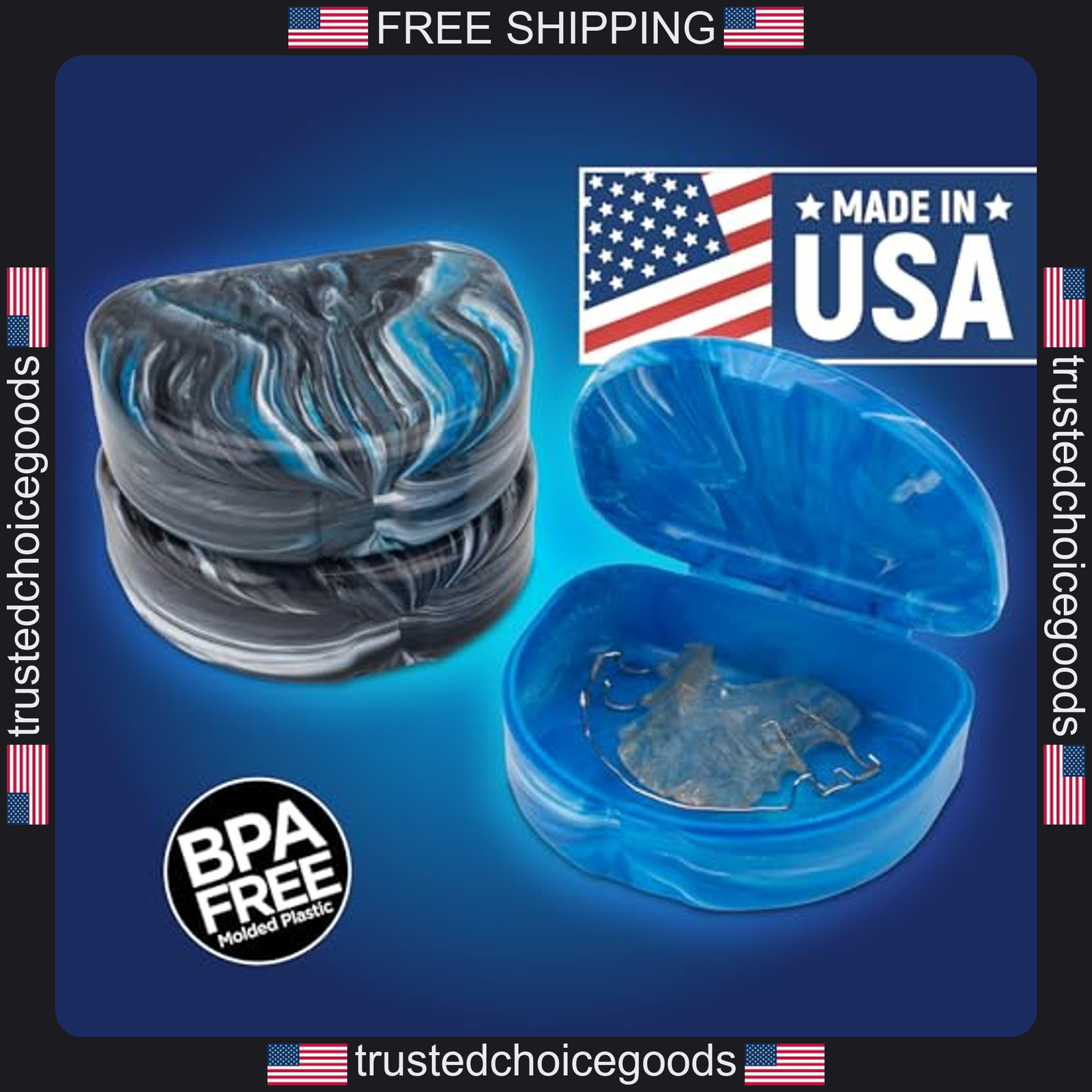 Practicon marble retainer case orthodontic aligner holder 3 pack midnight