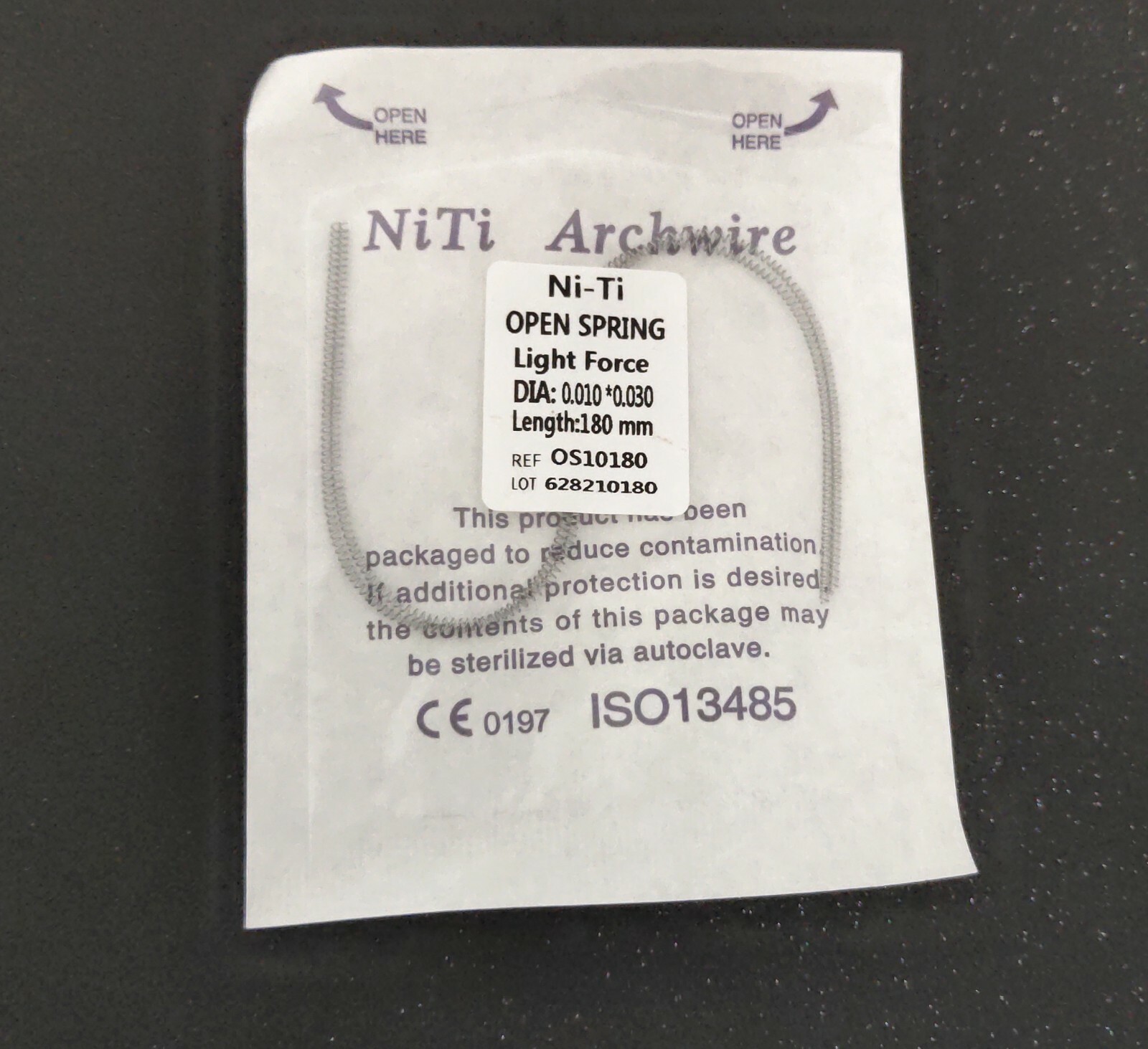 5 Packs 010*180mm Dental Niti Alloy Open Coil Spring Light Force 2pcs/Pack