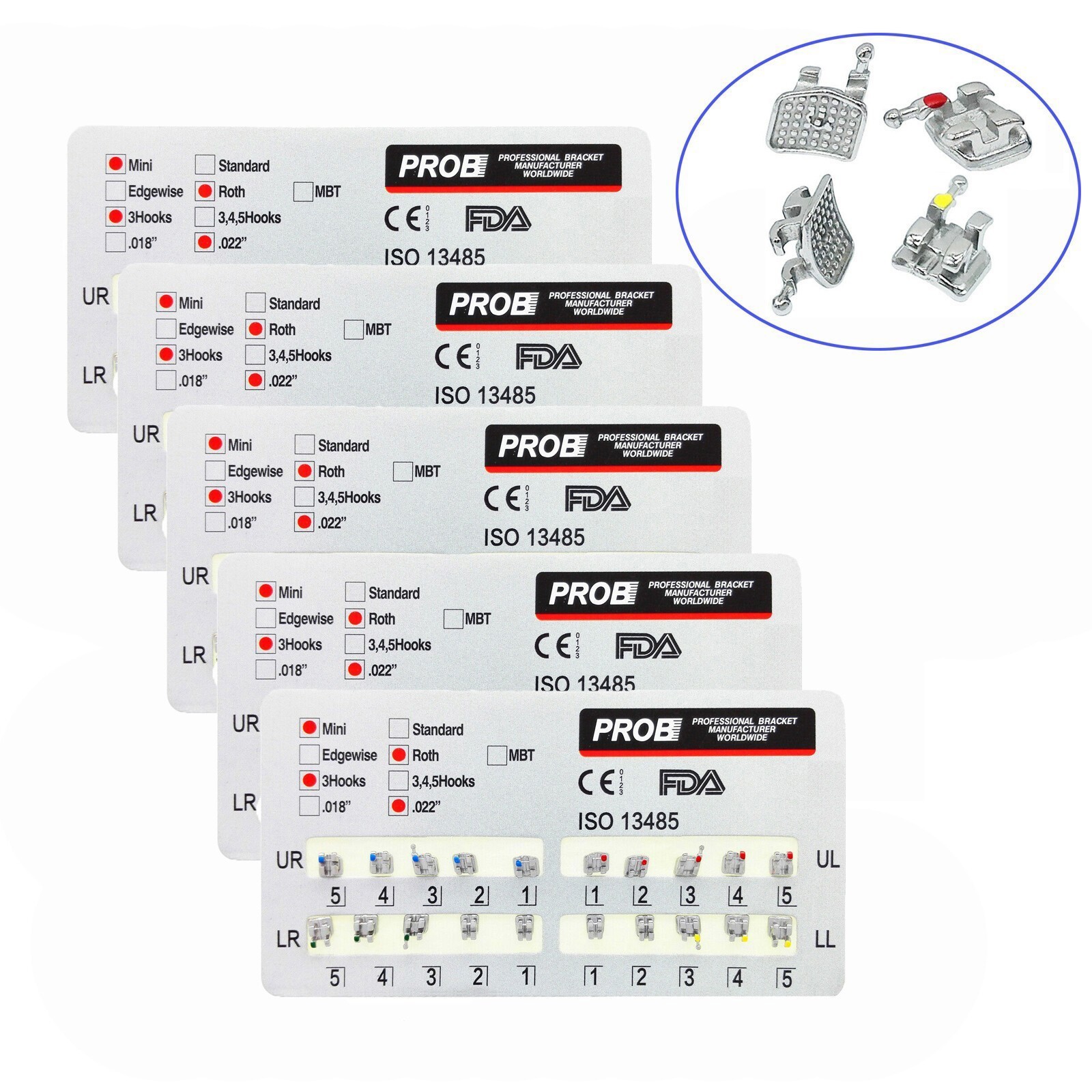 PROB Metal Bracket Dental Orthodontic Mini / Standard Roth/MBT 345/ 3Hooks.022″