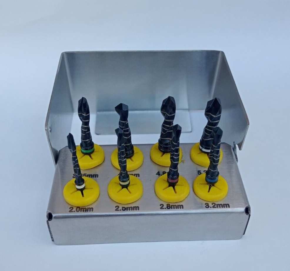 8Pcs Titanium-Coated Drill Kit – Dental Lab / Educational Use CE