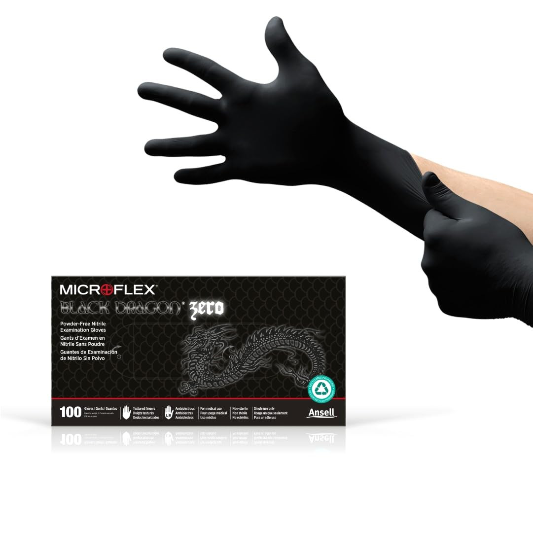 MICROFLEX Black Dragon BD-100N 5Mil Nitrile Exam Gloves, Powder-Free, Textured F