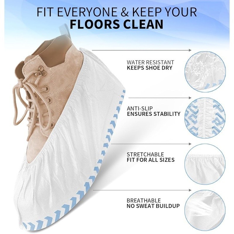 Disposable Non-Slip Shoe Covers Durable Booties Professionals Home Use