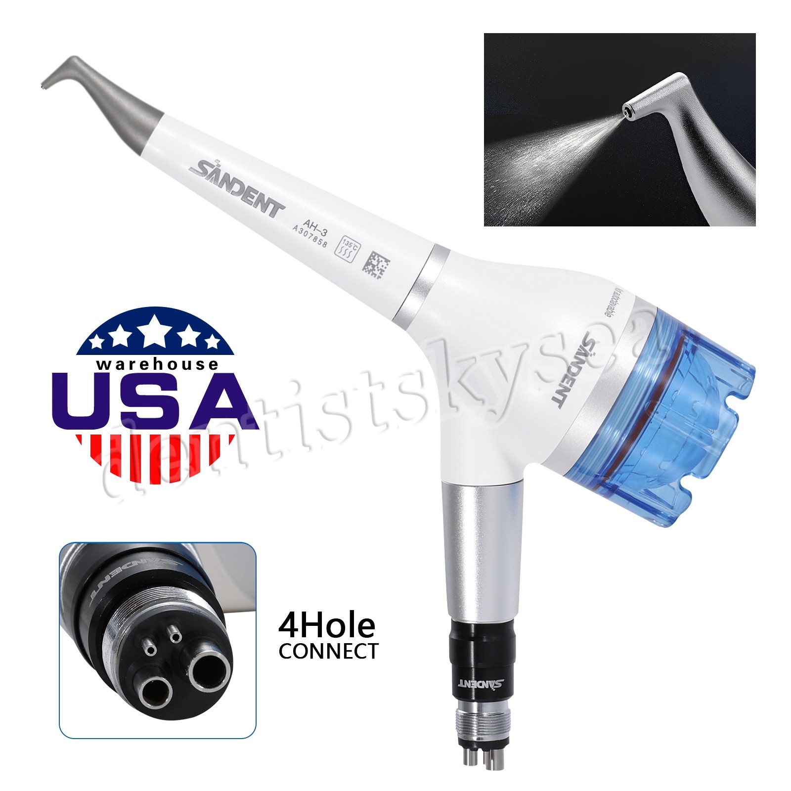 Dental Air Flow Teeth Polisher Prophy Handpiece Air Flow Handy 4 Hole / 2 Hole