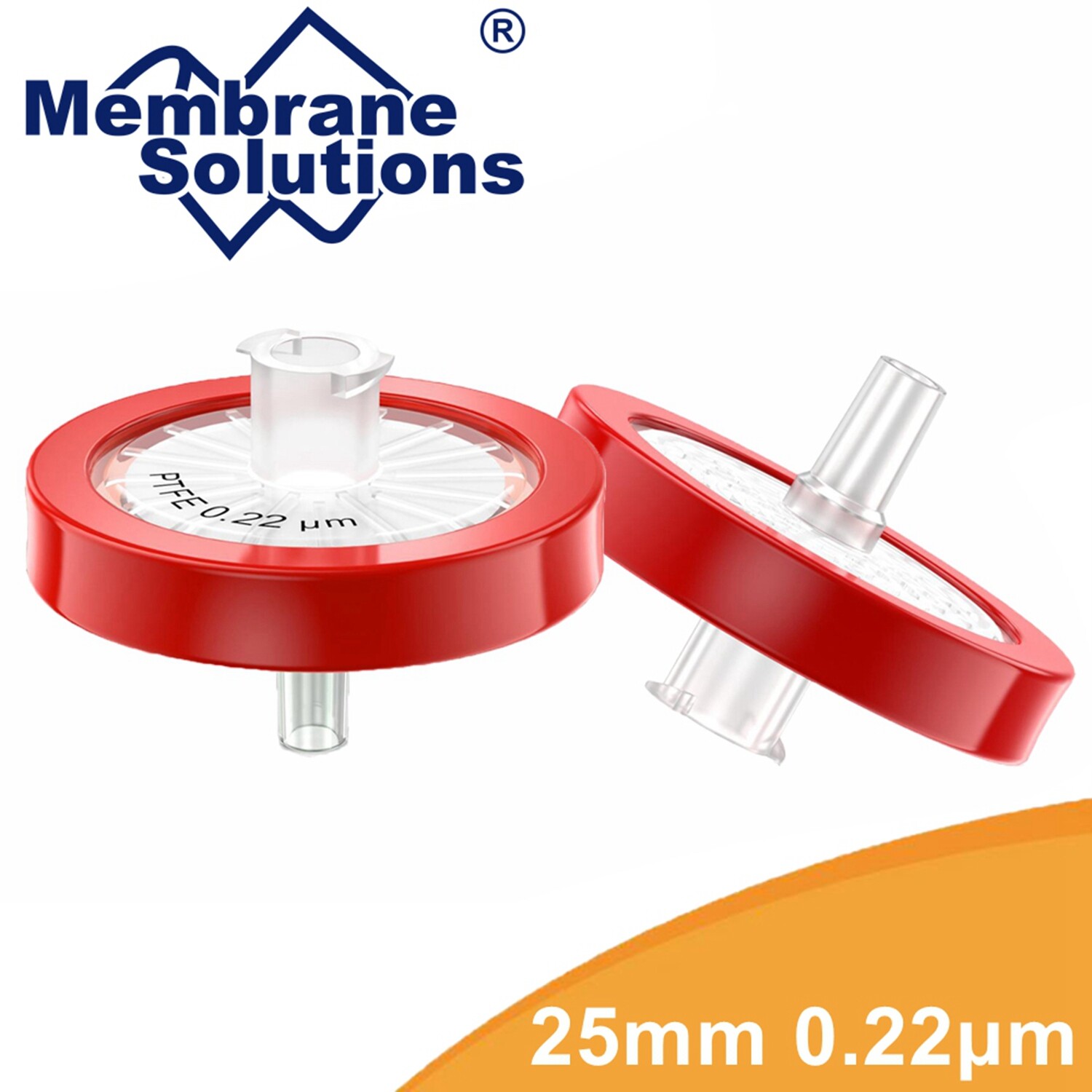 100pcs Syringe Filter PTFE Membrane 25mm Diameter 0.22μm HPLC Lab