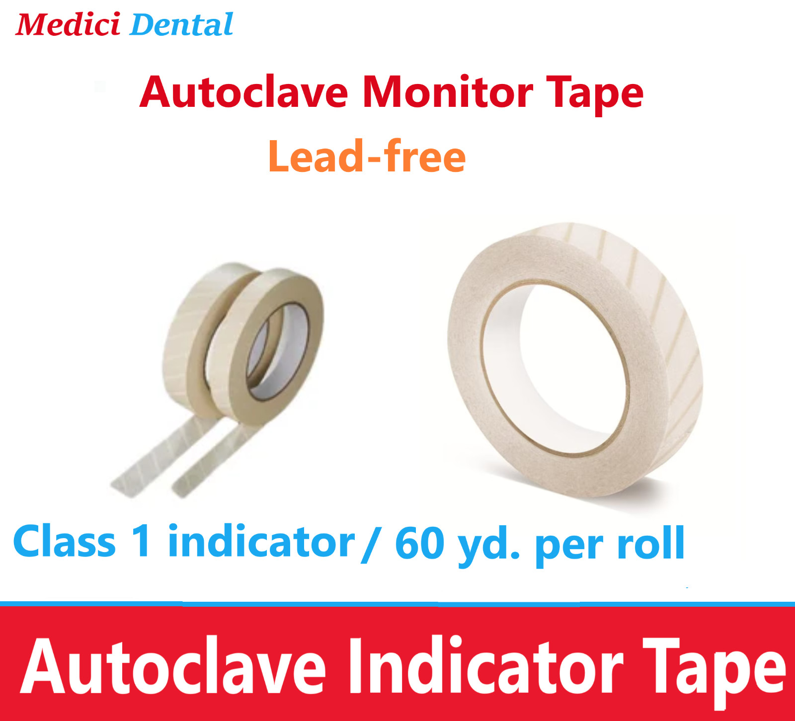 10 x AMGGoods Dental Autoclave Sterilization Indicator Tape 1/2″, 1x 60 Yards
