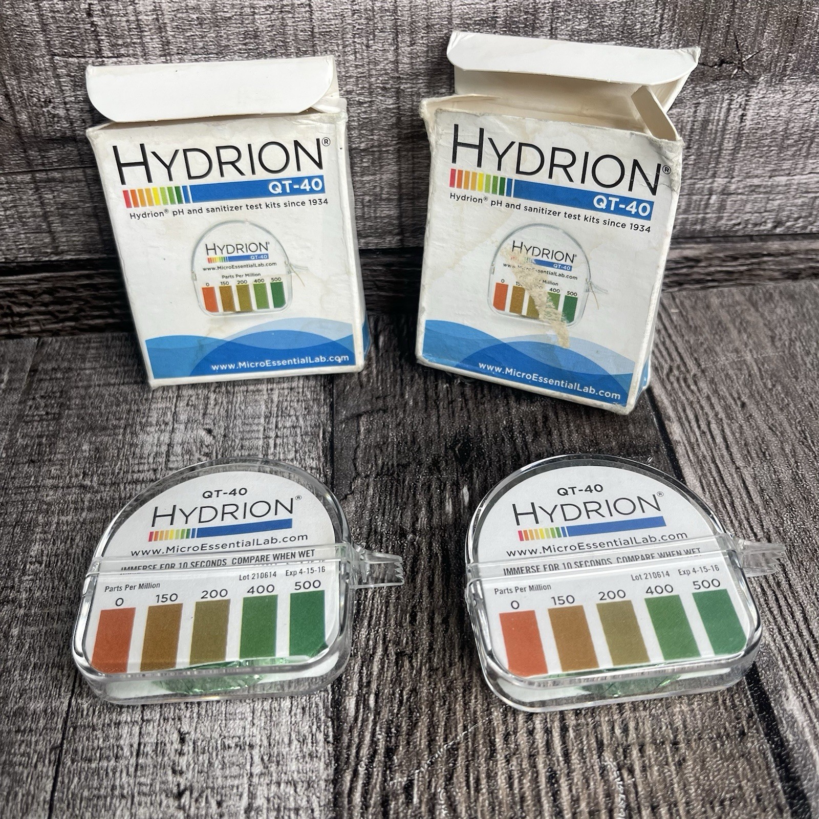 Hydrion Ph & Sanitizer Kit QT-40 (2 Pack) Micro Essential Lab 0-500ppm