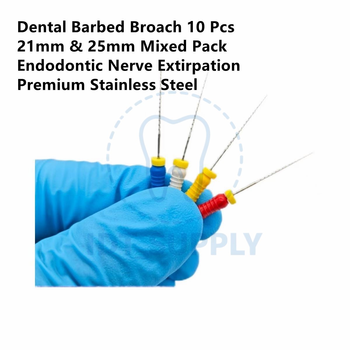 Dental Barbed Broach 10 Pcs Mix 21mm 25mm Endo Nerve Extirpation Pulp Removal