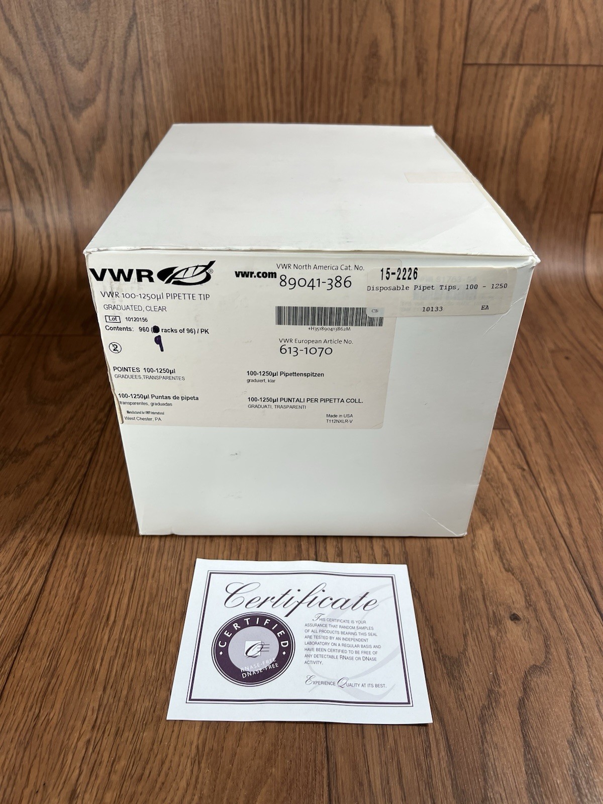 VWR 100-1250ul PIPETTE TIP GRADUATED, CLEAR 89041-386 9 Packs Of 96 864 Tips