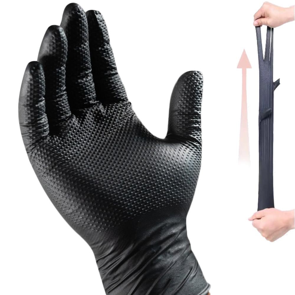 Extra Thick 8mil Nitrile Gloves – Textured, Heavy Duty, Anti-slip, Safe