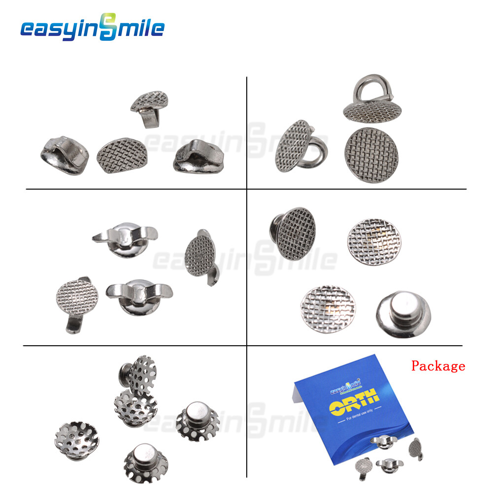 3Set Dental Orthodontic Lingual Buttons Bondable MIM Round Mesh Base Easyinsmile