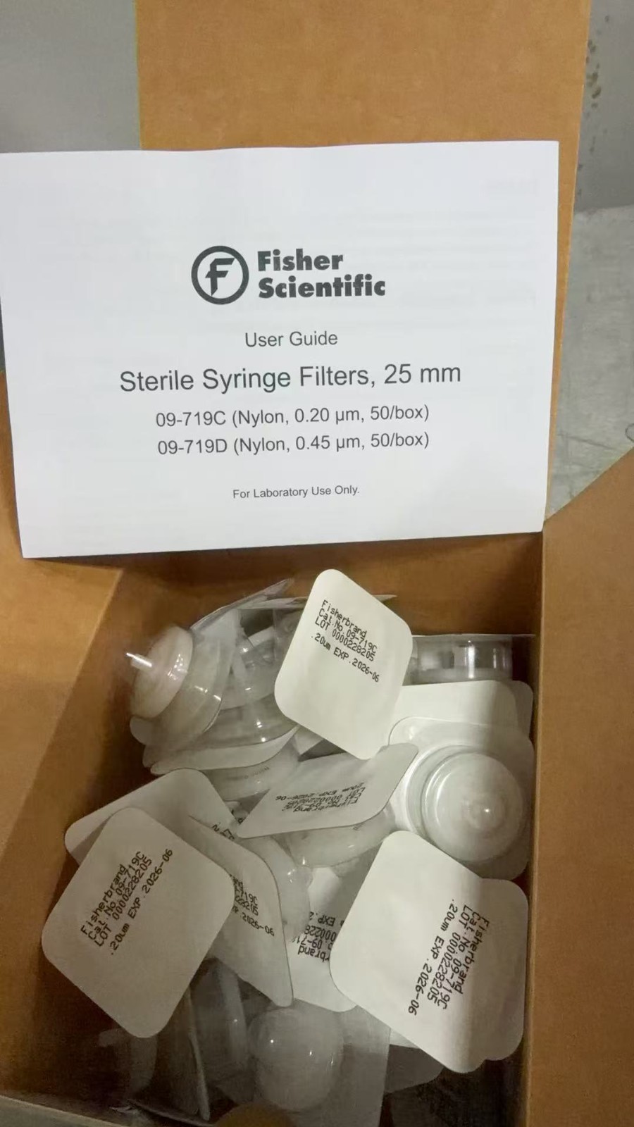 Fisher Brand 25mm 0.2um Syringe Filter Cat No. 09-719C