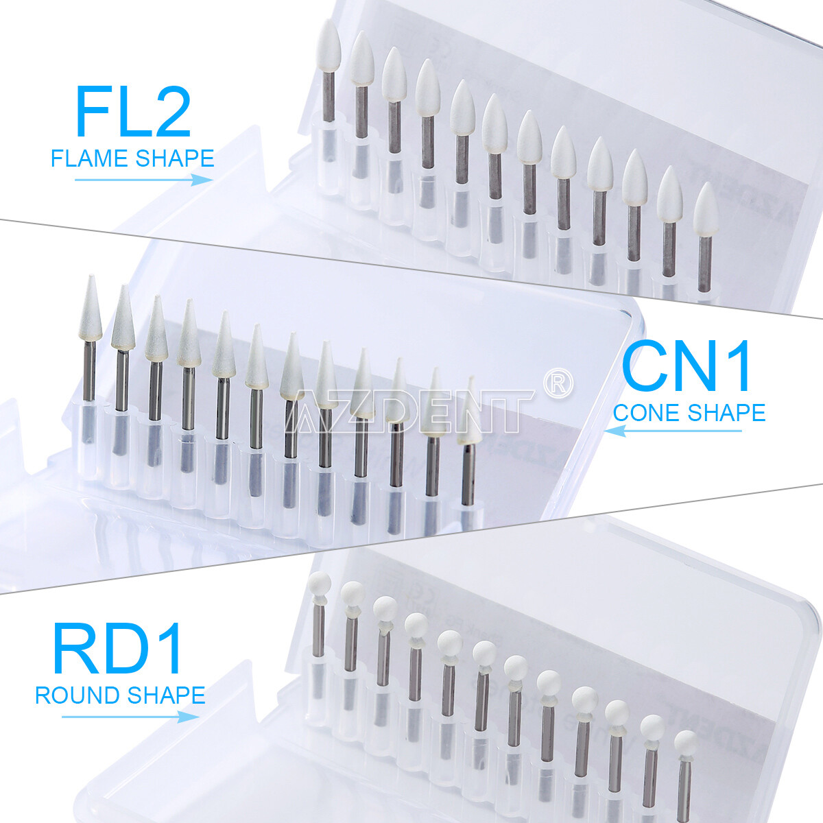 AZDENT Dental Diamond Burs Composite Polishing Drills RA HP FG Disc for High/Low