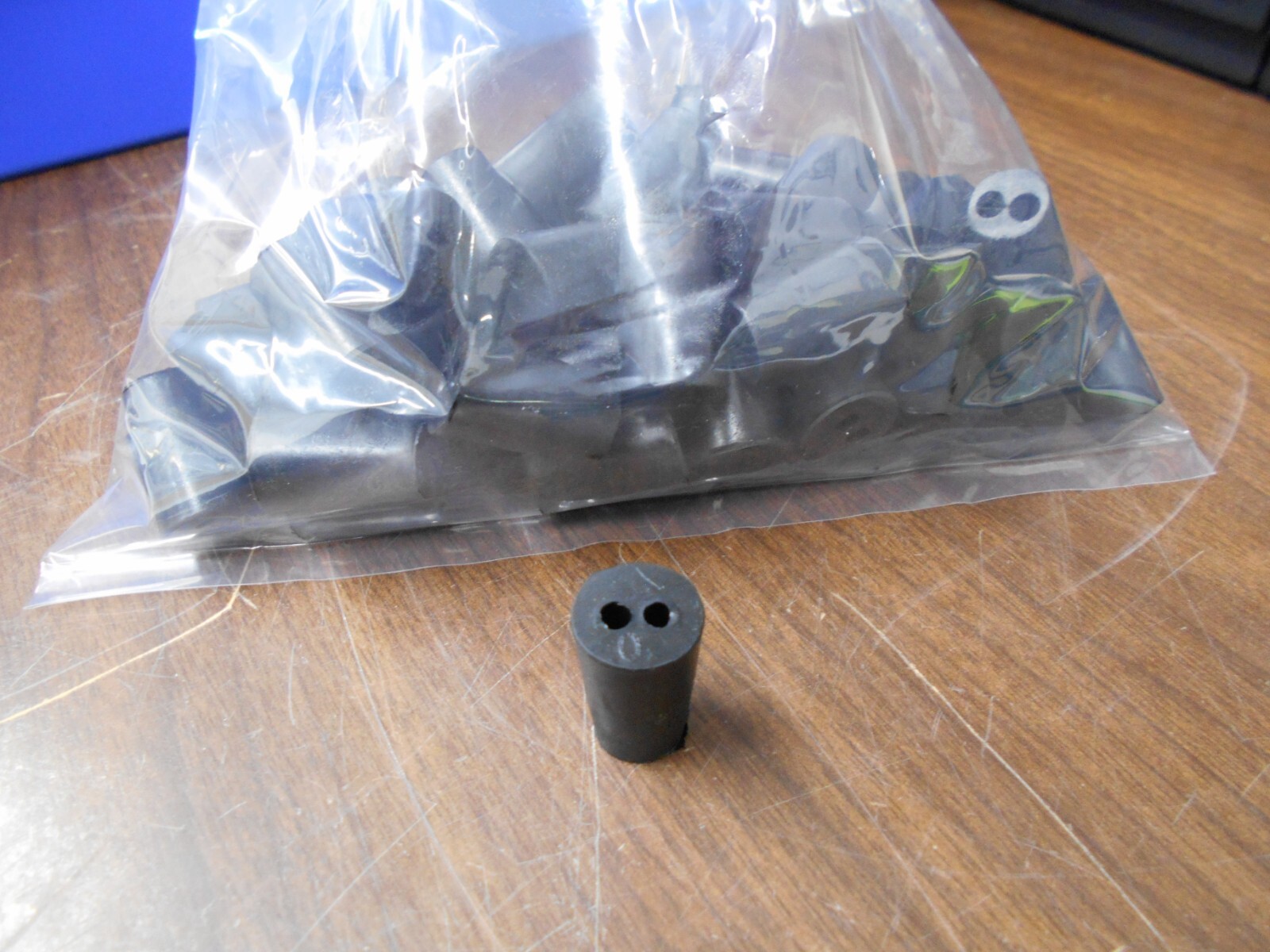 Rubber Test Tube Stopper 25.5mm X 13.6mm X 16.8mm Bag of 60 2 Hole